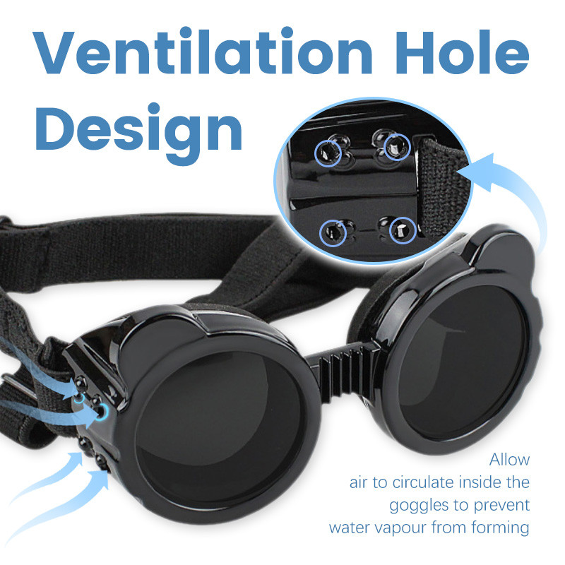HamshMoc Dog Cat Kính râm PC Bảo vệ ống kính Đường viền linh hoạt Phù hợp với lỗ thông gió Dây đeo thoải mái Cạnh chống bụi