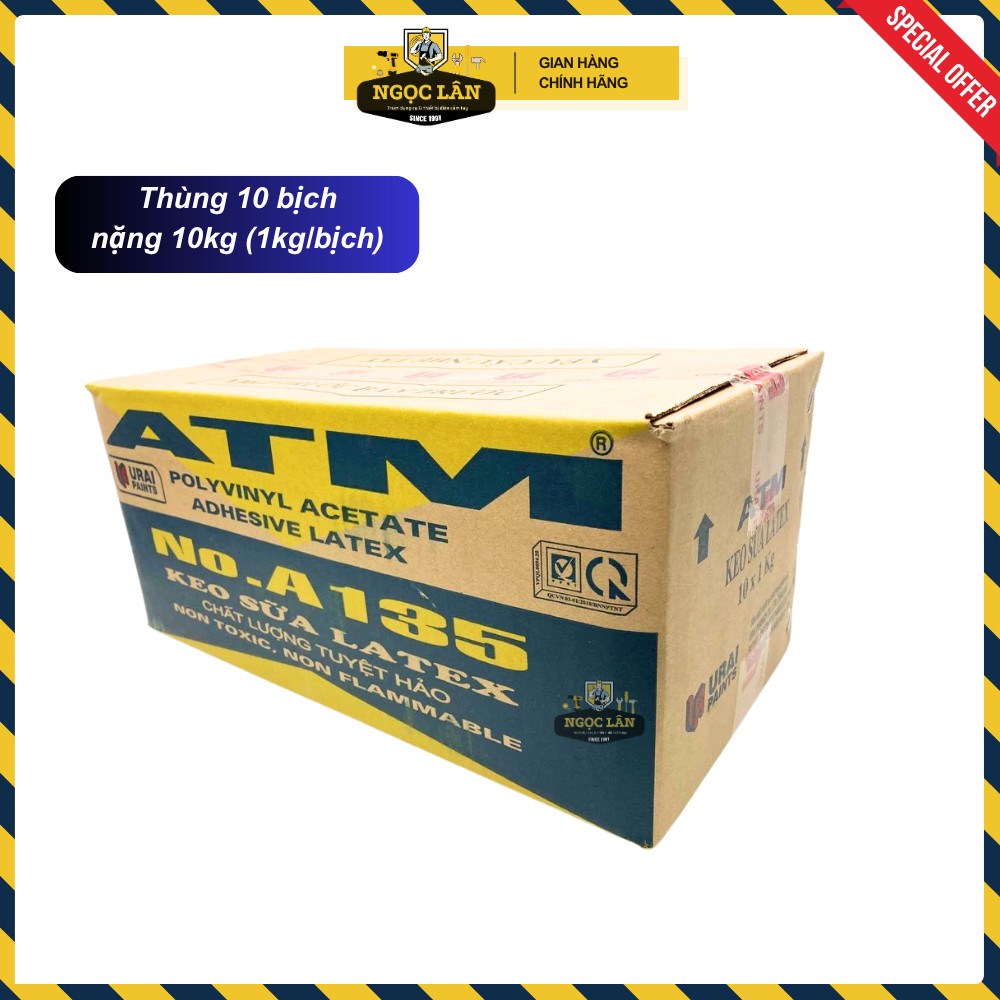 [Giá 1/2 thùng chính hãng] Keo sữa latex ATM dán thảm simili, giấy dán tường, gỗ (thùng 10 túi, 1kg/túi)