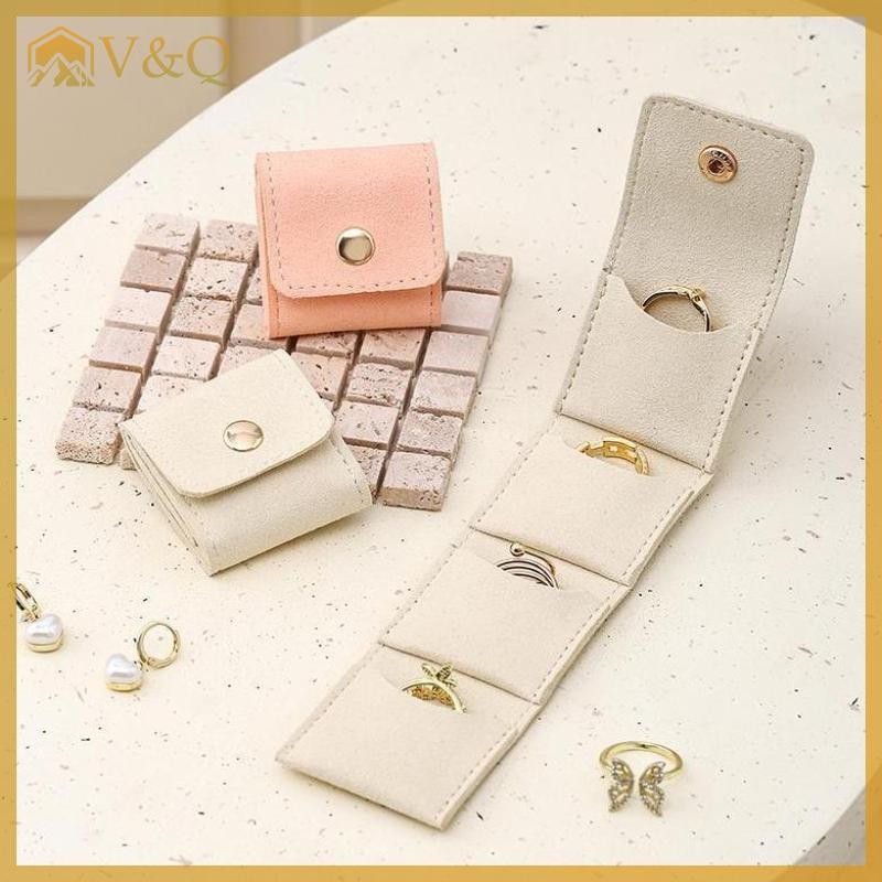 Littleloves1 Dễ Thương Nhỏ Microfiber Snap Đóng Túi Trang Sức Gấp Túi Bảo Quản Bông Tai Vòng Charm Vòng Cổ Người Tổ Chức Quà Tặng Túi EN