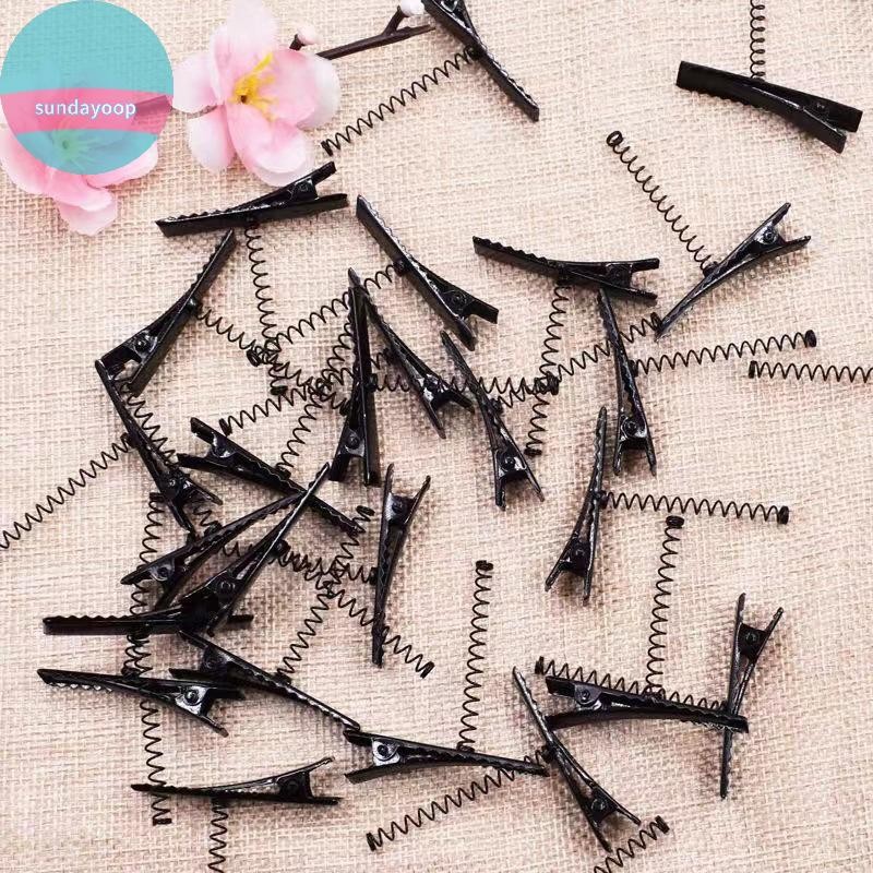 Kẹp Tóc Kim Loại Đen và Vịt Vàng Nỉ - 10 Chiếc | Phụ Kiện Tóc DIY & Barrette VN