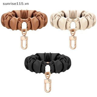 SSVN Sleek Móc Khóa Trang Trí Với Dây Đeo Tay Có Thể Điều Chỉnh Da Scrunchie Móc Khóa Dây Đeo Cổ Tay Co Giãn Cho Nữ.
