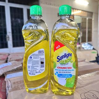 Combo 2 Chai Nước rửa chén Sunlight thiên nhiên hương chanh 400g/chai đánh bay dầu mỡ cứng đầu