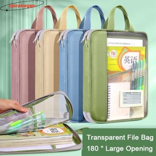Túi dạy kèm SPIRAKOGEO, Túi đựng hồ sơ trong suốt bằng lưới Nylon, Túi đựng dây kéo nhiều lớp đa chức năng di động dung tích lớn Túi văn phòng