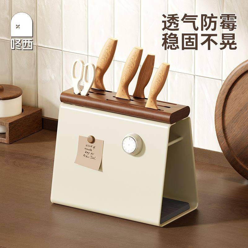 Kệ gỗ sồi dày tích hợp giá để dao, dụng cụ nhà bếp, để bàn gia đình