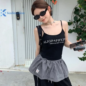 Kudosation Cotton Kẻ Sọc Thiết Kế Váy Tutu Hai Lớp Thường Ngày Phong Cách Văn Học hông Xếp Chồng Rèm Fart Nữ Váy Đa Năng
