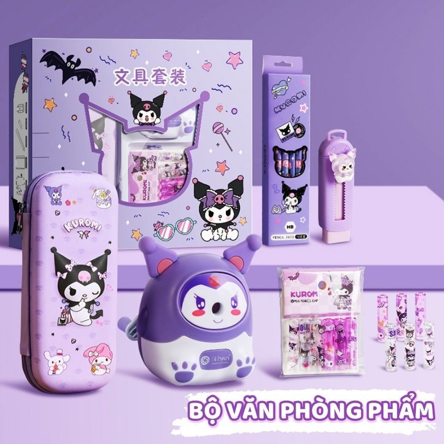 Set Văn Phòng Phẩm Học Tập Màu Tím - Bộ Đồ Dùng Học Tập Cao Cấp, Dễ Thương Cho Học Sinh