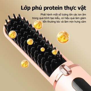 Lược điện chải tóc không dây ion âm 4 mức nhiệt sạc USB chăm sóc tóc suôn mượt tạo kiểu vào nếp nhanh 2025