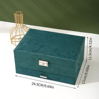 YUUKII Bông Tai Vòng Cổ Tổ Chức, Hộp Bảo Quản Trang Sức Nhung Dung Tích Lớn, 3 Lớp Có Khóa Và Ngăn Kéo Hộp Trang Sức Dành Cho Nữ