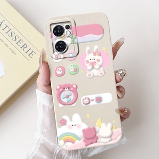 Dành Cho OPPO Reno7 5G CPH2371 Vỏ Hoạt Hình Mèo Thỏ Dễ Thương Reno 7 5G (Toàn Cầu) Vỏ Điện Thoại Silicon Mềm Bảo Vệ Ống Kính