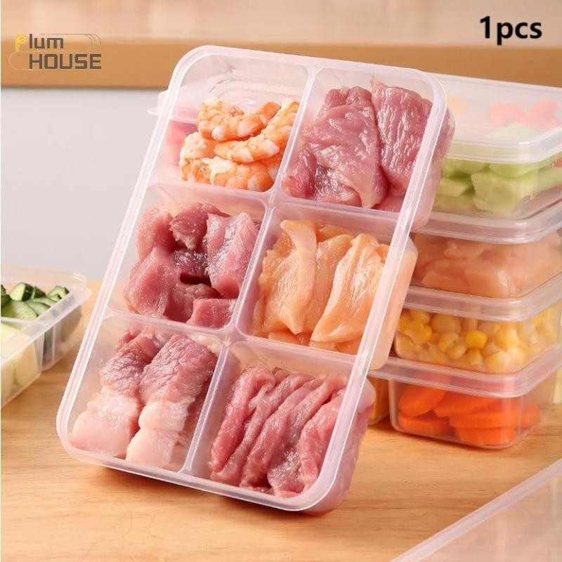 PlumHOUSE Trong Suốt 6 Lưới Hộp Bảo Quản Tủ Lạnh Dung Tích Lớn Hộp Bảo Quản Ngăn Thịt Thực Phẩm Dụng Cụ Nhà Bếp VN