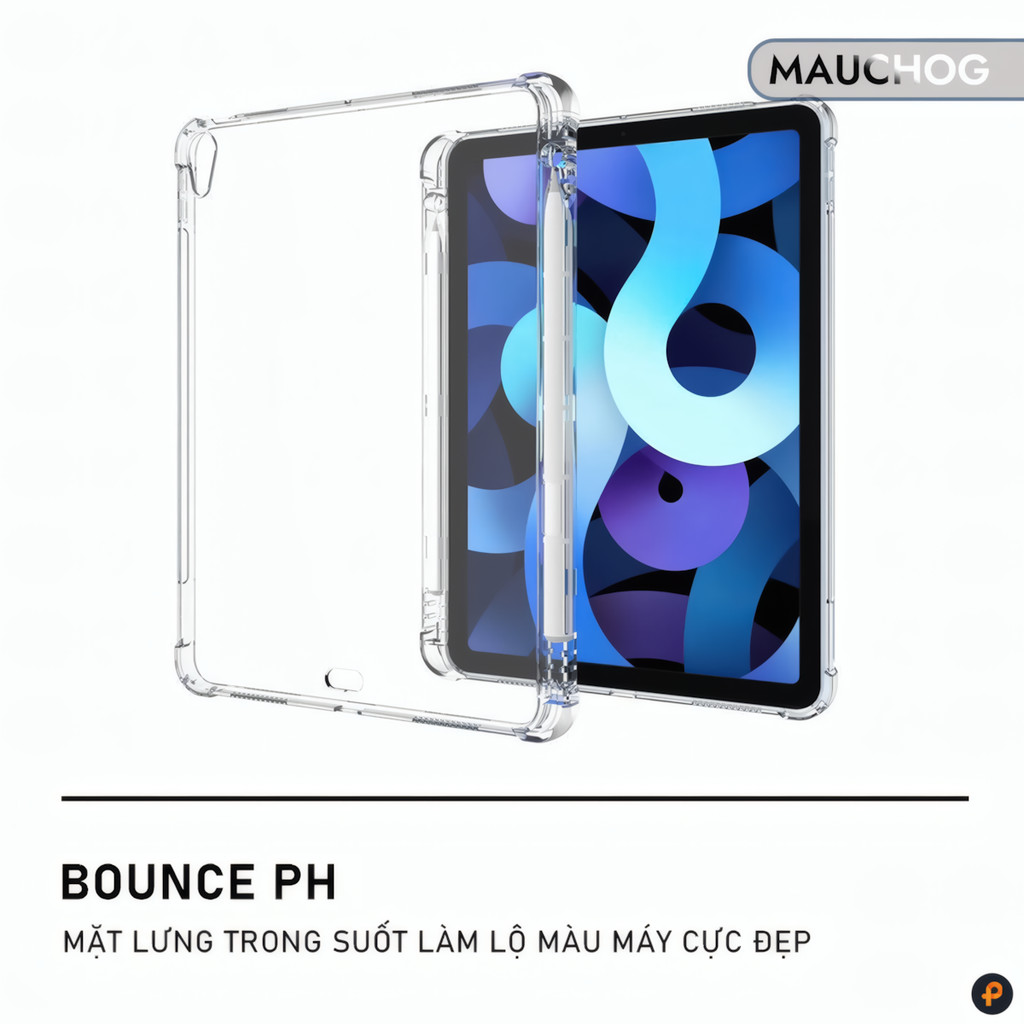 Ốp iPad Trong Suốt Chống Sốc Có Khay Đựng Bút Cho iPad Pro M4 M2 M1 Gen 11 10 Air 7 6 5 4 Mini 7 6