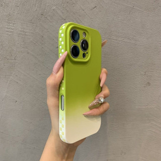Lưới Vuông Chuyển Màu Hồng Tím Màu Silicon Mềm Ốp Lưng Điện Thoại iPhone 16Promax 16Plus 13 14 15 Pro Max Chống Sốc Bảo Vệ Toàn Diện Nam Nữ Vỏ Di Động