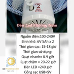 Giá Sỉ ONL - [HONJIANDA] Quạt sạc tích điện để bàn AC&DC 12 inch Honjianda FL314 1-2 pin - có đèn LED & USB - Bảo Hành 1 — ảnh 7