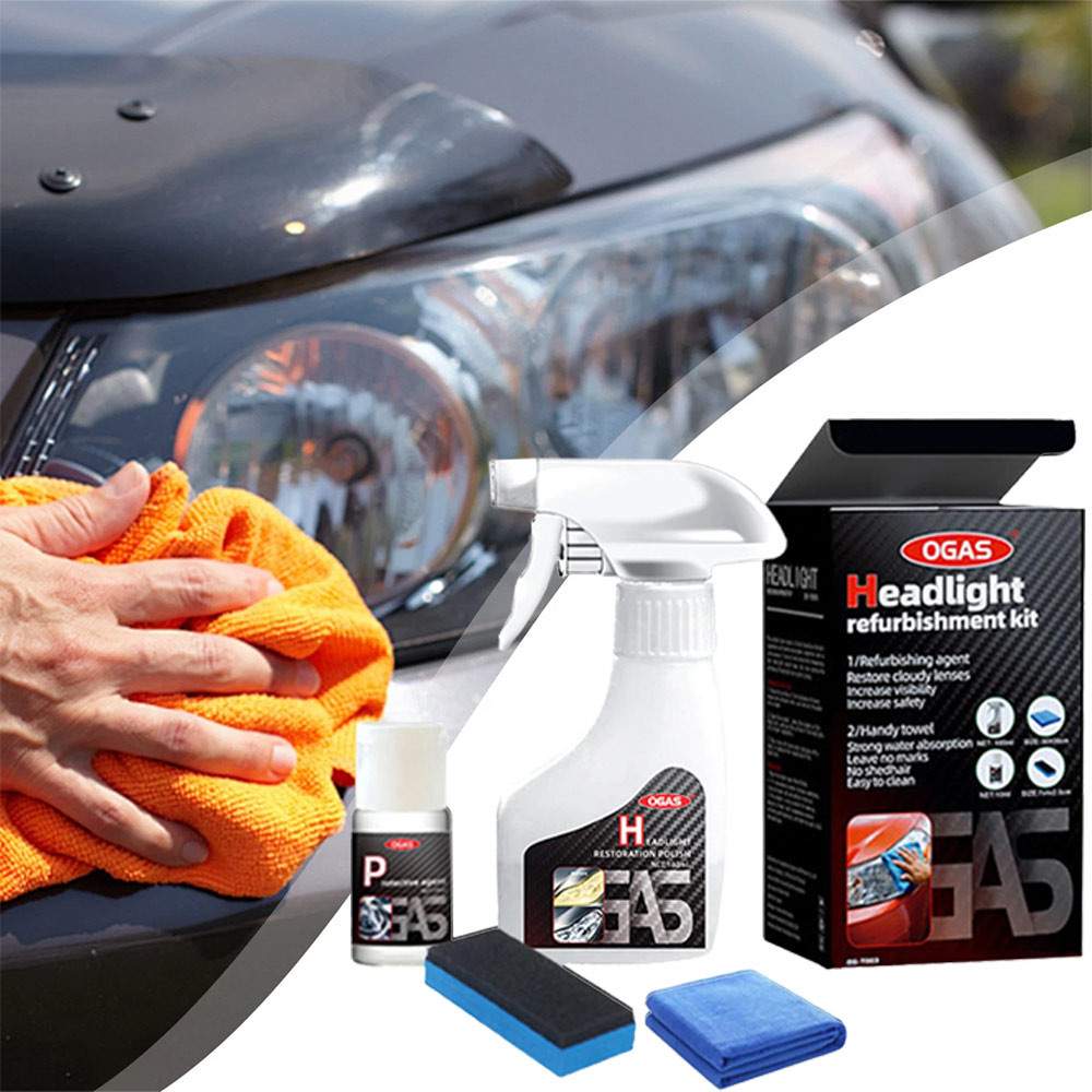 OGAS Pemulihan Lampu Headlight refurbishment kit+Coating Headlamp Pembersih & Pengilat Lampu