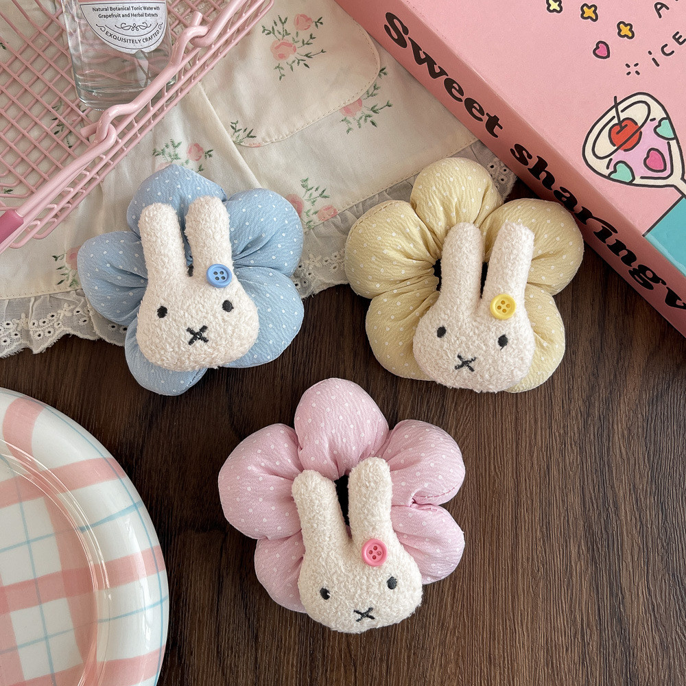 Phụ kiện tóc hình thỏ Miffy với hoa lớn và chấm bi đáng yêu