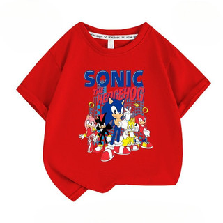 Sonic the Hedgehog Hoạt Hình Trẻ Em Mùa Hè Áo Thun Bé Trai Bé Gái Tay Ngắn Playwear Trang Phục Hợp Thời Trang