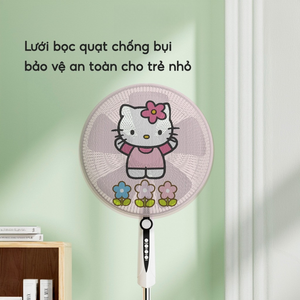 Lưới bọc quạt chống kẹp tay an toàn cho bé Bọc quạt tròn dây rút hoạt hình dễ thương