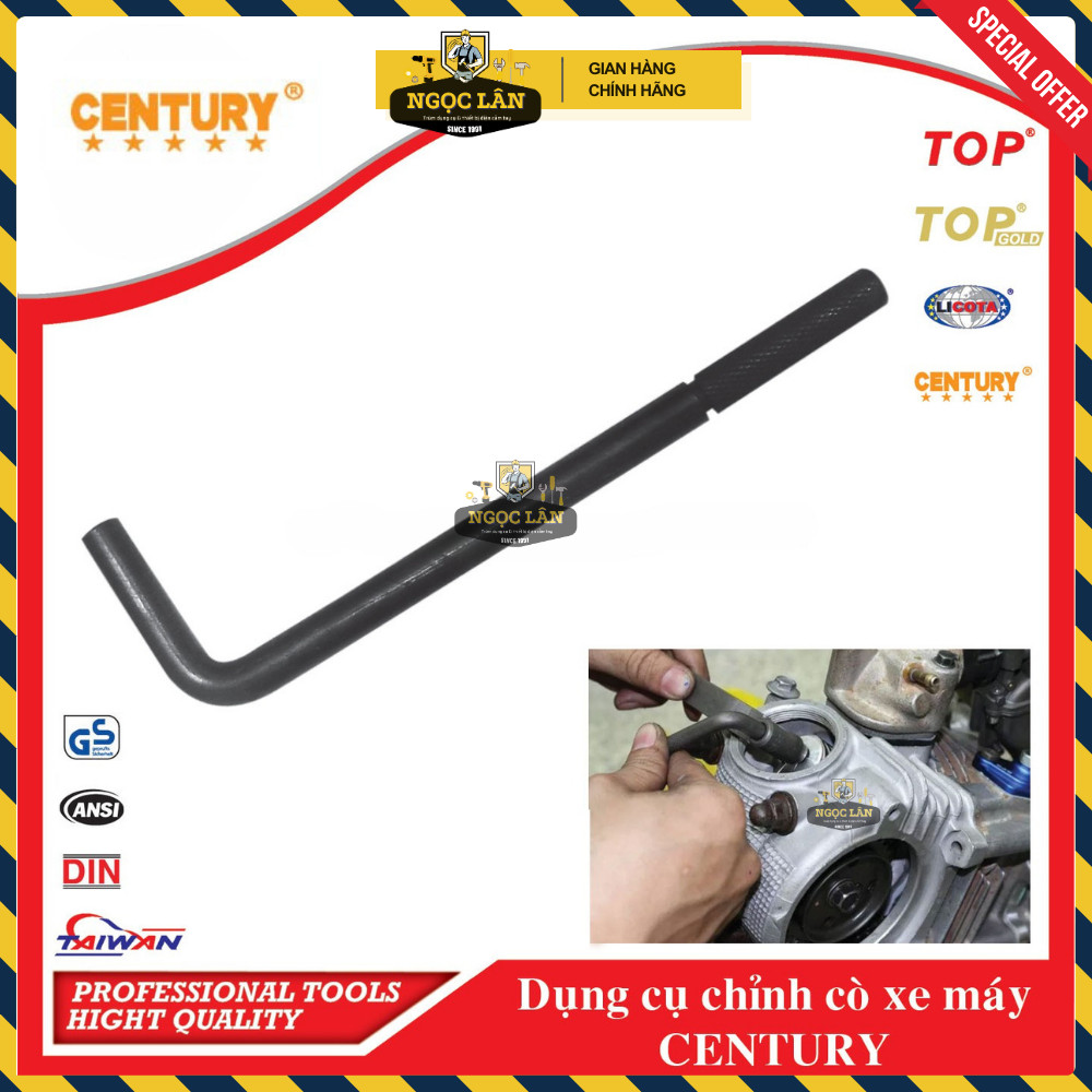 [Chính hãng] Dụng cụ, cần chỉnh cò súp bắp (xupap) xe máy Century chữ L dài 130mm cao cấp