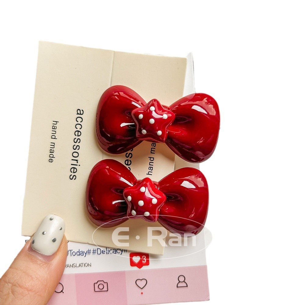 Kẹp tóc chấm bi đỏ Angola mới - Phù hợp cho bangs và làm phụ kiện với mũ nón