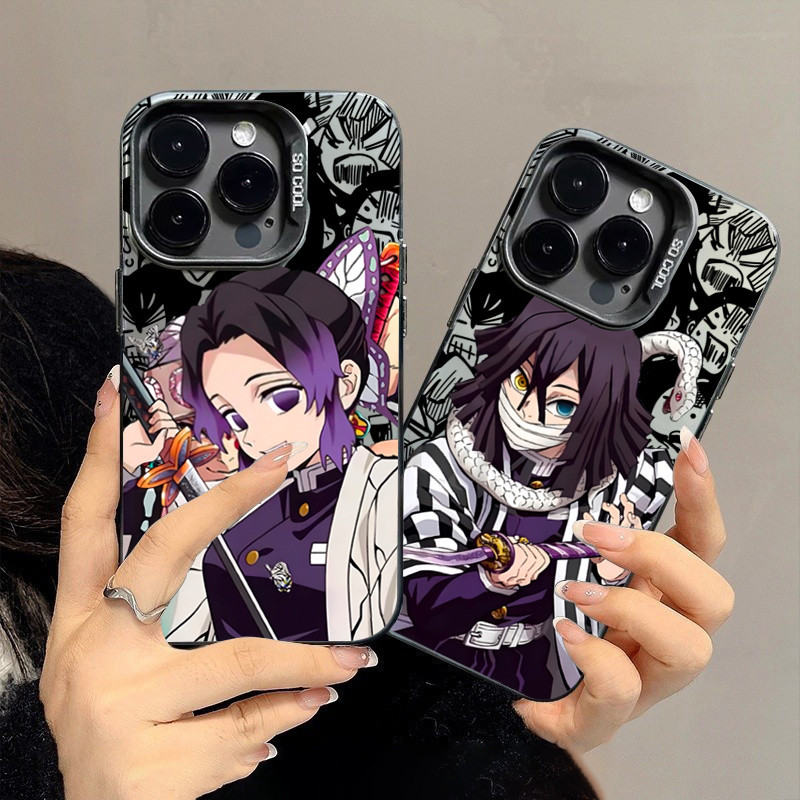 Ốp Lưng Cho iPhone 16 11 15 Pro Max 14 11 12 13 15 Pro iPhone XR XS Max X 7 8 Plus SE2022 Anime Nhật Bản Demon Slayer IMD Sang Trọng Mờ Cứng Chống Sốc