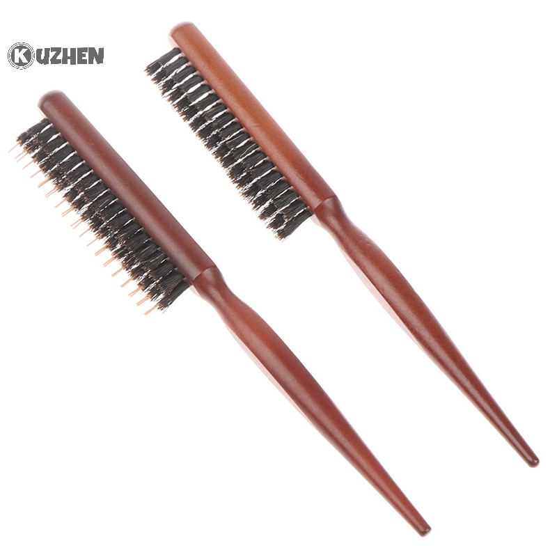 Kuzhen Salon Lược Chải Tóc Tay Cầm Lược Lưng Lông Boar Tự Nhiên HOT