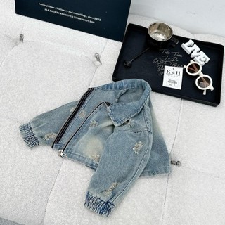 K101-[tomnaukids] Áo khoác Jean bò croptop  cá tính cho bé gái Size từ 8-30Kg