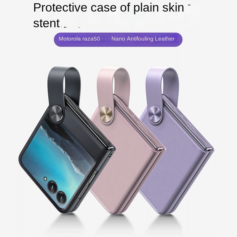 Dây đeo cổ tay Giá đỡ da Vỏ điện thoại cho Motorola Razr 50 Ultra Mooto Razr 40 Giá đỡ dây đeo cổ tay Vỏ chống sốc