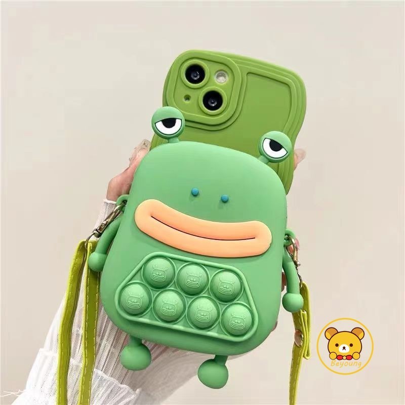 Vỏ Ếch Miệng Xúc Xích Cho iPhone 15 14 13 12 11 Pro Max 15 14 8 7 Plus 13 12 Mini 6S 6 X XR XS Max SE2020 Vỏ Ví Đựng Tiền Xu Hoạt Hình Có Dây Buộc Vỏ Điện Thoại Mềm Chống Rơi