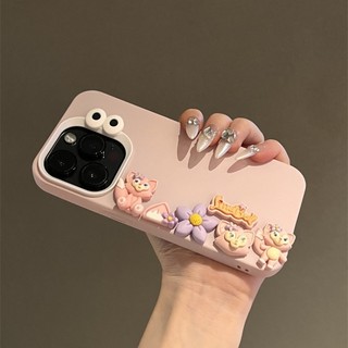 [Chất lượng cao] Vỏ điện thoại silicon lỏng Linabelle lập thể 3D màu hồng cho iPhone15 14 13 12 11 Pro Max iXSMAX XR XS Vỏ silicon mềm bảo vệ camera chống sốc