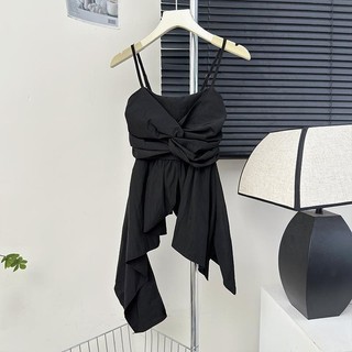 Pháp Không Đều Xù Kink Camisole Nữ Niche Thiết Kế Slim-fit Ôm Hơn Nhìn Ngắn Top 7.27