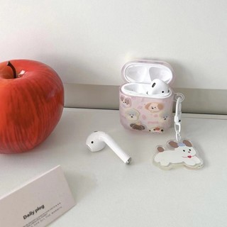 Vỏ TPU mềm chó hoạt hình màu hồng cho AirPods 1/2/3/Pro/Pro 2