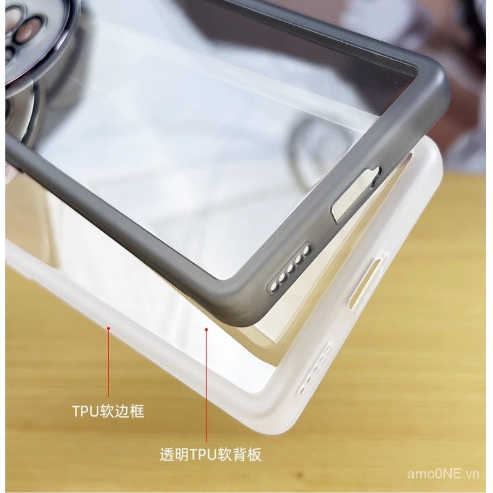 Ốp điện thoại di động TPU trong suốt nhiều màu 2 trong 1 cho Vivo X90 X80 X60 X50 Pro có màng bảo vệ ống kính Ốp điện thoại chống vân tay mờ sang trọng gks7