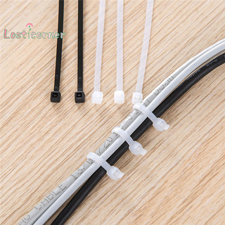 [Lostcorner] 100 chiếc Dây buộc dây cáp màu trắng đen Dây buộc dây cáp Nylon tự khóa [Mới]