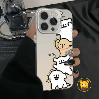 Ốp Điện Thoại Line Dog Cho OPPO Find X7 X6 X5 Pro A17 A17K A16K A16E A95 4G A83 A71 A39 A37 F11 Pro F1S F7 F5 Neo 9 A12 A7 A5S A36 A76 A96 4G Chó Con Dễ Thương Màu Trắng Nâu Mềm Mại Vỏ bọc