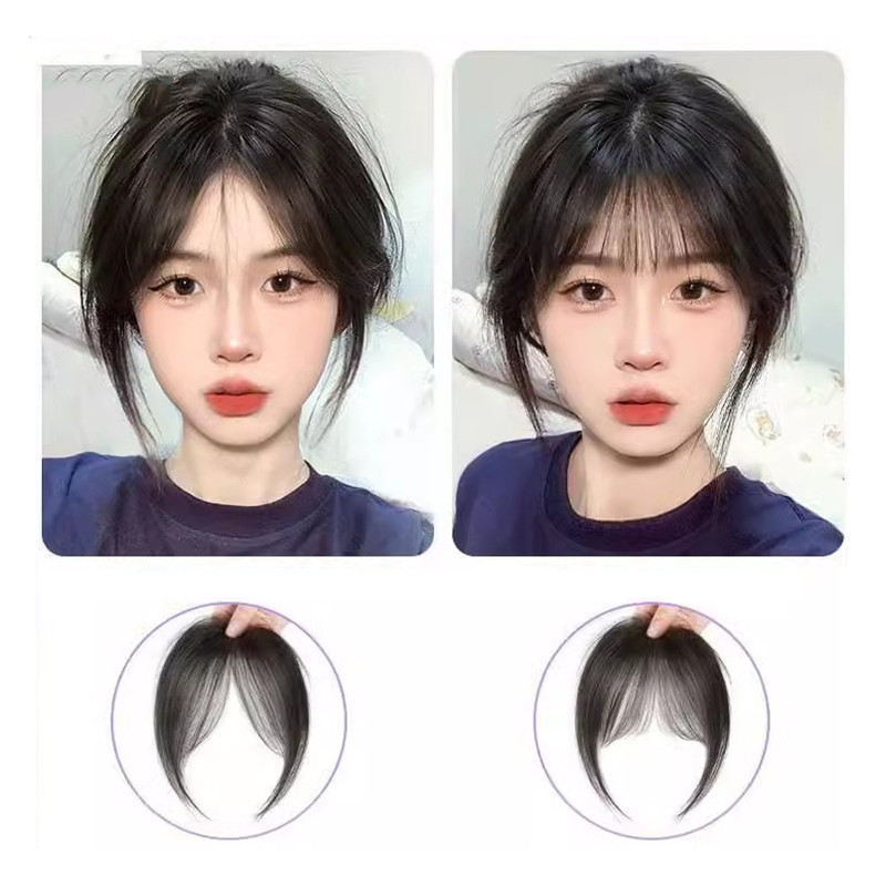 YT2 Sáng Tạo Tóc Giả Nữ Pháp Mô Phỏng Nổ Không Khí Nổ Màu Đen Tự Nhiên Vô Hình Liền Mạch Tóc Giả Mảnh sideburns Kẹp Tóc
