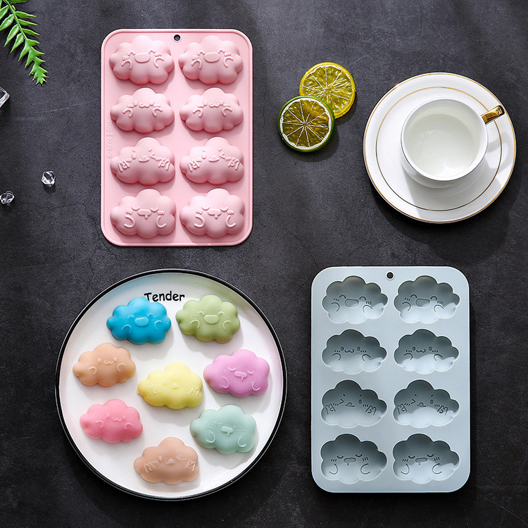 8 Khoang Biểu Hiện Hình Đám Mây Bánh Khuôn Silicon Khuôn Socola Khuôn Kẹo Hương Liệu Thạch Cao Handmade Xà Phòng Khuôn DIY