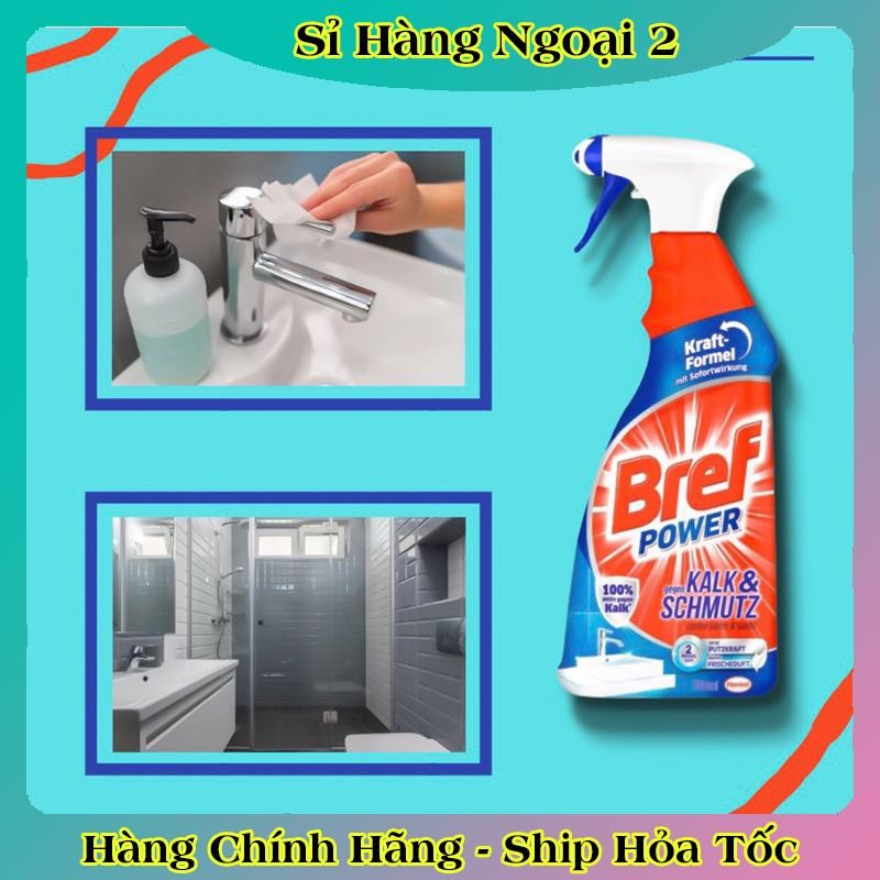 [Mẫu mới nhất] Chai xịt vệ sinh tẩy cặn canxi inox, vòi sen, vách kính Bref Power 750ml - Hàng Nội Địa Đức
