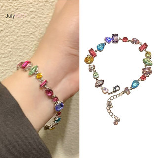 Julyhot Bé Gái Màu Vòng Tay Pha Lê Lấp Lánh Lắc Tay Cho Nữ Đẹp Phong Cách Baroque Đá Vòng Tay Massivedeals