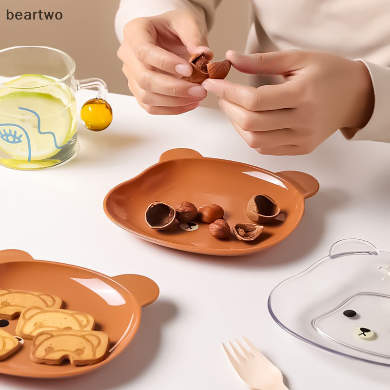 < Beartwo > Đĩa Ăn Gấu Nhỏ Hình Hoạt Hình Gấu Nhổ Xương Đĩa Để Bàn Thùng Rác Khay Ăn Nhẹ Thực Phẩm Dư Lượng Đĩa Trái Cây Bộ Đồ Ăn Nhà Bếp Đẹp