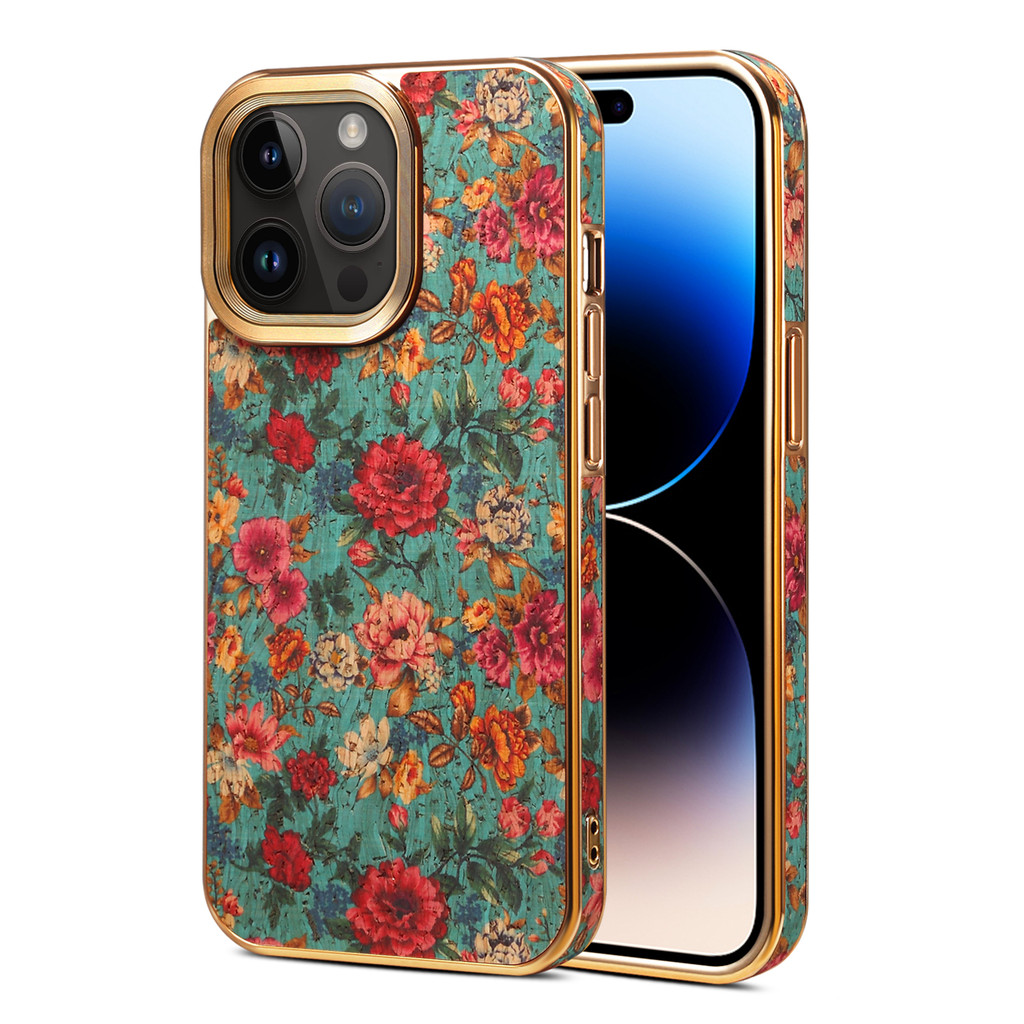 Giả Da Phong Cách Retro Hoa Ốp Lưng Điện Thoại IPhone 16 15 14 13 12 Promax Plus Nút Kim Loại Mạ Khung Bảo Vệ Chống Sốc Vỏ Điện Thoại Di Động Cầm Tay