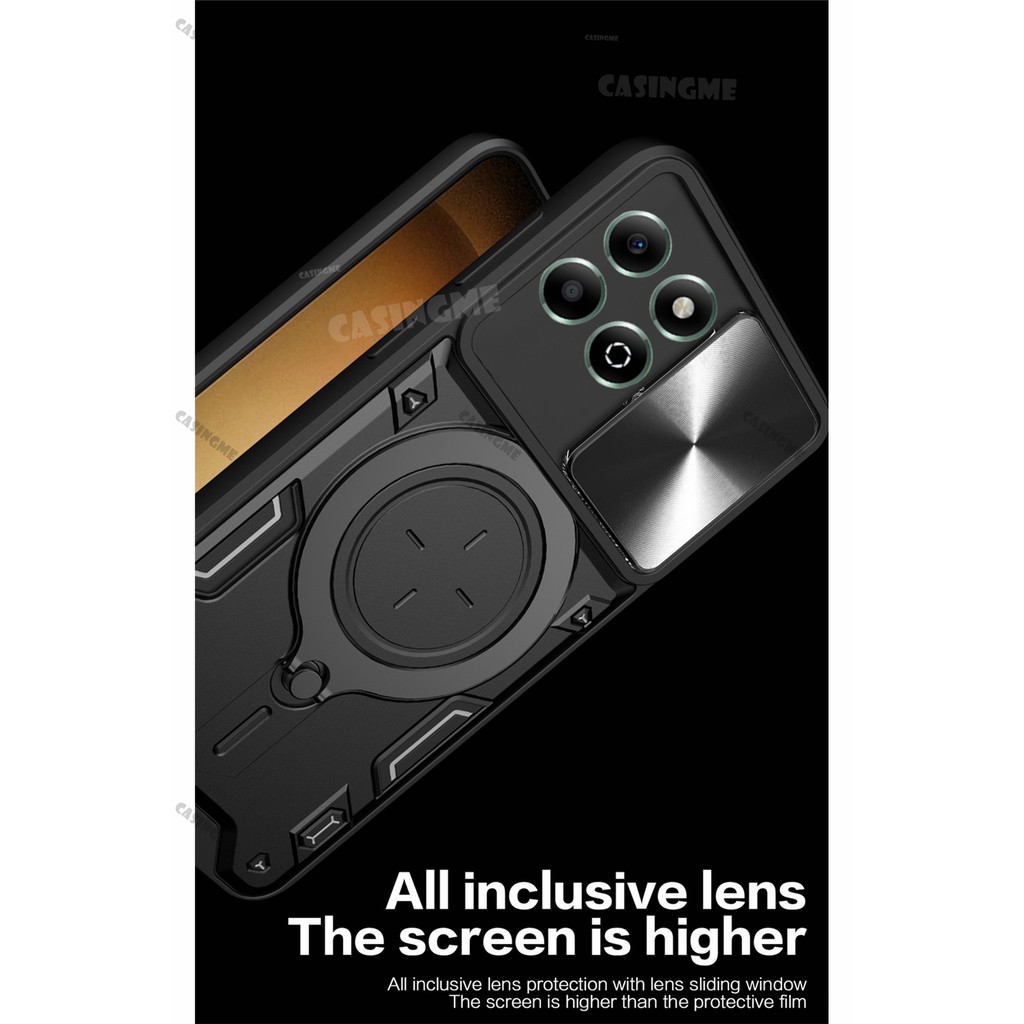 HONOR 400 Smart 5G 2024 Giáp Chống Sốc Đẩy Kéo Camera Bảo Vệ Vỏ Cho Honor X7c 200 Honor200 Smart 200Smart 4G 5G 2024 Ốp Lưng Ô Tô Vòng Từ Tính Vỏ Ốp lưng