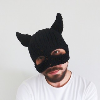 Capa Nửa Mặt Mũ Nam Nữ Halloween Mũ Dơi Mùa Đông Ấm Áp Chống Gió Trang Phục Mũ