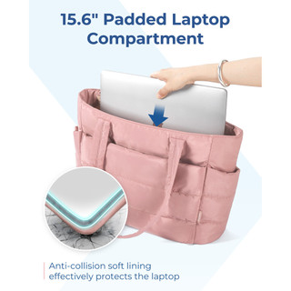 Túismart Lớn Vuông Cotton Đệm Túi Màu Hồng Nữ Quilting Puffy Vai Người Mua Sắm Ví Đơn Giản Hàng Ngày Túi Xách Nữ