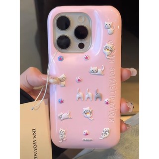 Vỏ điện thoại xà phòng hình mèo lập thể dễ thương cho iPhone15 Pro Max 14 13 12 Pro Max Vỏ máy ảnh chống sốc Túi khí bảo vệ chống rơi bìa lưng cứng