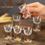 Thủy tinh pha lê Vodka Thủy tinh Sake Shochu Glass Bar Rượu mùi Lá vàng đôi đáy cốc trà thủy tinh Quà tặng cao cấp Rượu cứng [Mới]