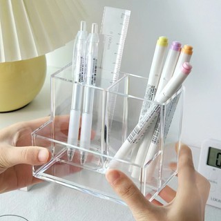 Ống đựng bút trong suốt để bàn, kệ đựng bút tiện dụng đa năng cho học sinh SUNND