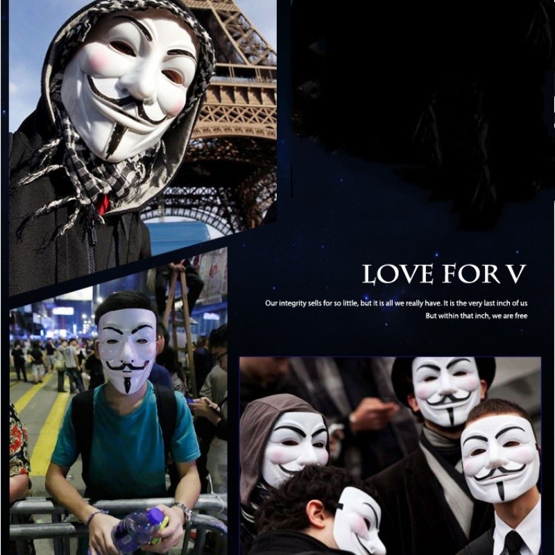 Phim Cosplay Vendetta Hacker Mask Người Vô danh Fawkes Halloween Quà tặng Giáng sinh Phim chủ đề Mặt nạ