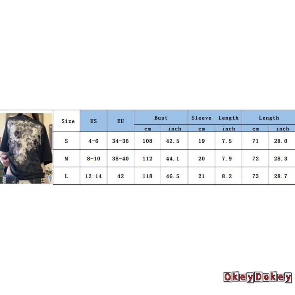 Odokey-áo thun cổ tròn tay ngắn in hình đầu lâu cổ điển dành cho nữ