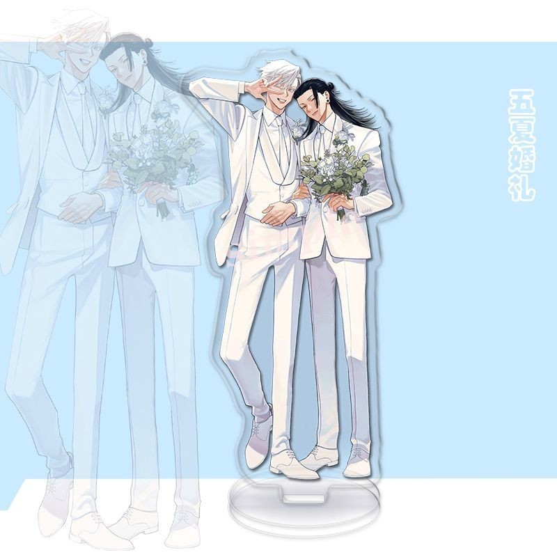 Gojo Satoru Geto Suguru Đám Cưới Series Acrylic Đứng JJK Anime Hàng Hóa Chu Shu Hui Zhan Trắng Phù Hợp Với Hình Bàn