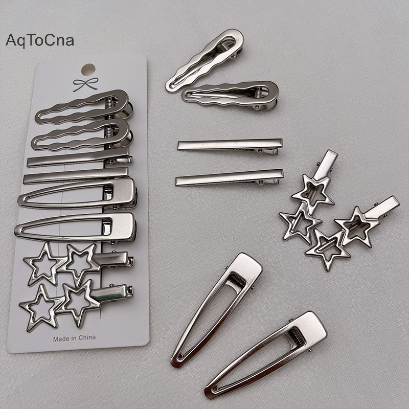 Aqtocna 8 Chiếc Bé Gái Kẹp Tóc Kim Loại Bạc Mỏ Vịt Kẹp Tóc Nữ Bên Nổ Nữ Barrettes Phụ Kiện Tóc HGVN